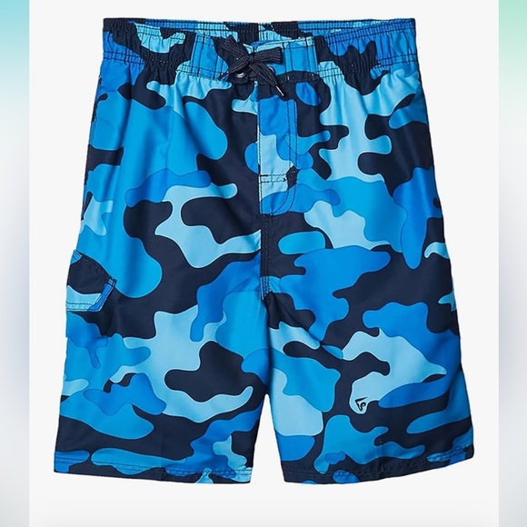 Blue Camouflage Swim Shorts - Picture 1 of 7